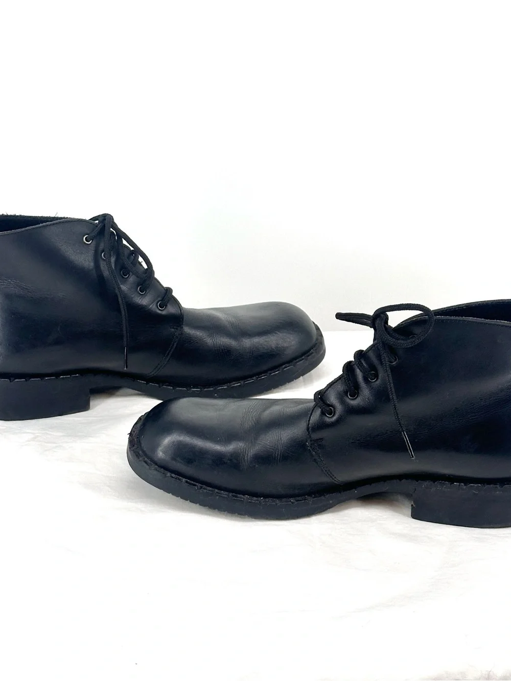 Vintage Guess Men's 12 Black Leather Lace-Up Chukka Boots Utility Streetwear